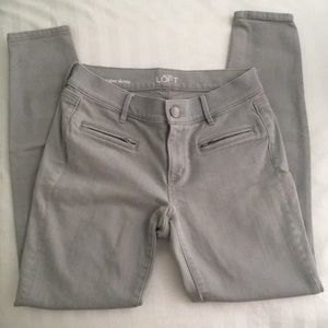 LOFT Light Grey Jeans with Zipper Pockets